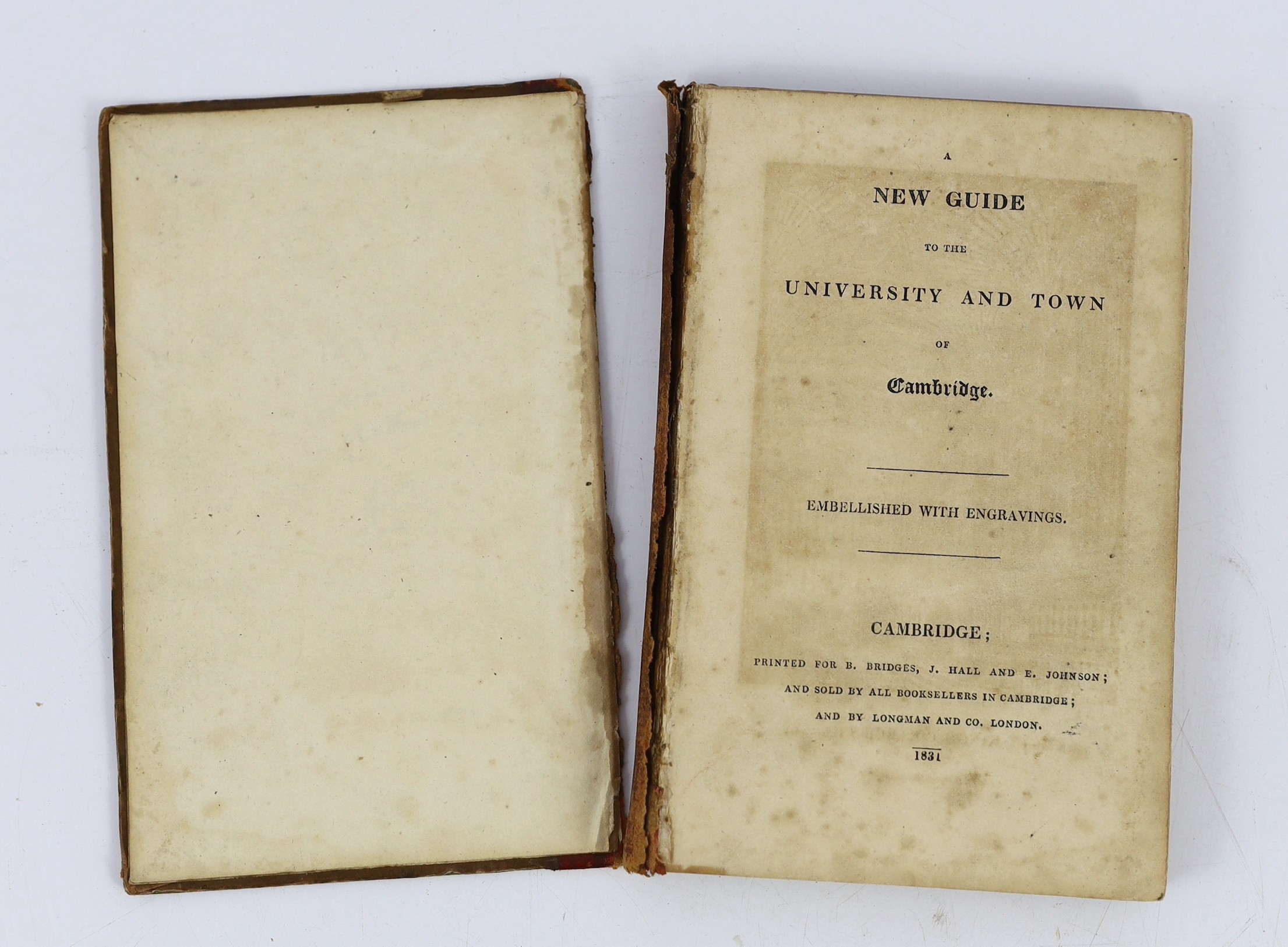 CAMBS: The Cambridge Guide, including historical and architectural notices of the public buildings ... new edition. folded plan and 8 plates, contemp. paper boards and printed label